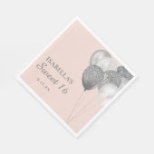 Blush Pink Silver Glitter Balloons Sweet 16 Servet (Hoek)