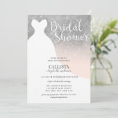 Blush Pink Silver Glitter Dress Vrijgezellenfeest Kaart (Staand voorkant)