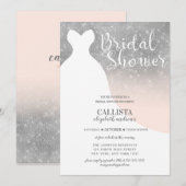 Blush Pink Silver Glitter Dress Vrijgezellenfeest Kaart (Voorkant / Achterkant)