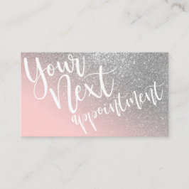 Blush Pink Silver Glitter Gradient Typografie Afsprakenkaartje