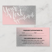 Blush Pink Silver Glitter Gradient Typografie Afsprakenkaartje (Voorkant / Achterkant)