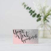 Blush Pink Silver Glitter Gradient Typografie Afsprakenkaartje (Staand voorkant)