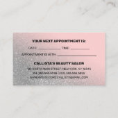Blush Pink Silver Glitter Gradient Typografie Afsprakenkaartje (Achterkant)