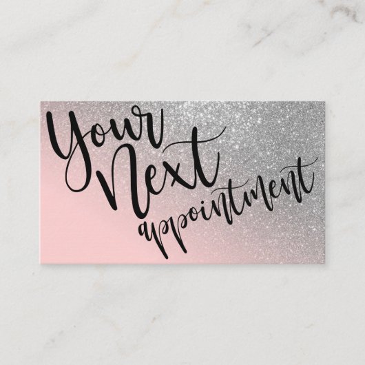 Blush Pink Silver Glitter Gradient Typografie Afsprakenkaartje (Voorkant)