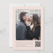 Blush Pink Silver Glitter Photo QR Code Wedding Kaart (Achterkant)