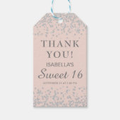 Blush Pink Silver Glitter Sweet 16 Hartelijk dank Cadeaulabel (Voorkant)