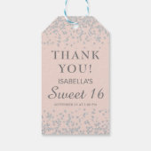 Blush Pink Silver Glitter Sweet 16 Hartelijk dank Cadeaulabel (Achterkant)