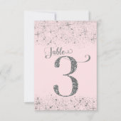 Blush Pink Silver Glitter Table Numbers Number 3 Kaart (Voorkant)