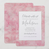 Blush Pink Silver Glitz Chevron Verjaardag Kaart (Voorkant / Achterkant)