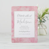 Blush Pink Silver Glitz Chevron Verjaardag Kaart (Staand voorkant)
