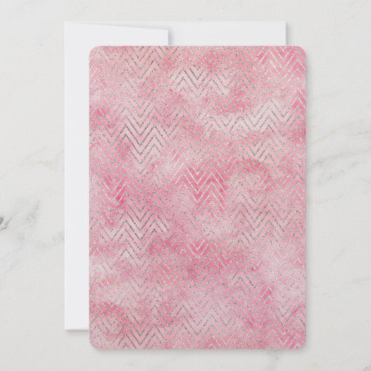Blush Pink Silver Glitz Chevron Verjaardag Kaart (Achterkant)