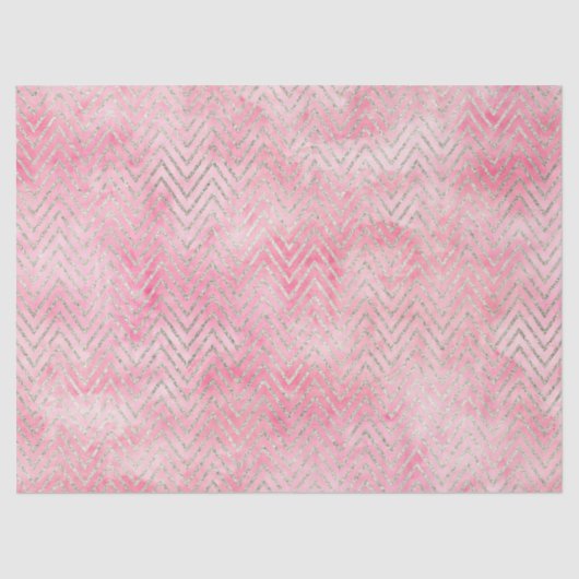 Blush Pink Silver Glitz Chevron Waterverf Tissuepapier (Voorkant)