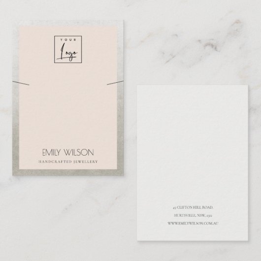 BLUSH PINK SILVER GRORDER LOGO DISPLAY VISITEKAARTJE (Voorkant / Achterkant)