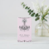 Blush Pink Silver White Bow Glam Designer Visitekaartje (Staand voorkant)