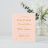 Blush Pink Simple Budget Verloving Invitation (Staand voorkant)