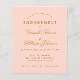Blush Pink Simple Budget Verloving Invitation