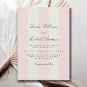 Blush Pink Simple Cabana Stripes Wedding Kaart