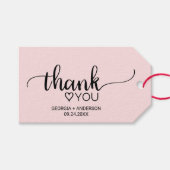 Blush Pink Simple Calligraphy "Bedankt" Weddenscha Cadeaulabel (Voorkant (Horizontaal))