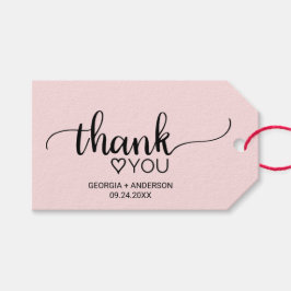 Blush Pink Simple Calligraphy "Bedankt" Weddenscha Cadeaulabel