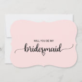 Blush Pink Simple Calligraphy Bridesmaid Voorstel Kaart (Voorkant)