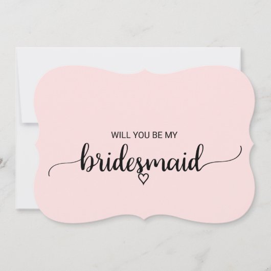 Blush Pink Simple Calligraphy Bridesmaid Voorstel Kaart (Voorkant)
