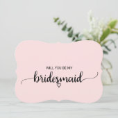Blush Pink Simple Calligraphy Bridesmaid Voorstel Kaart (Staand voorkant)