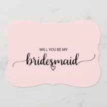 Blush Pink Simple Calligraphy Bridesmaid Voorstel