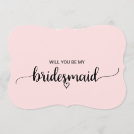 Blush Pink Simple Calligraphy Bridesmaid Voorstel Kaart