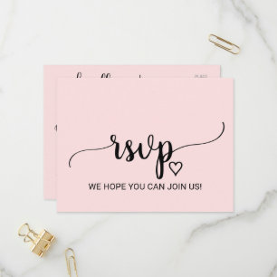 Blush Pink Simple Calligraphy Song Request RSVP Uitnodiging Briefkaart