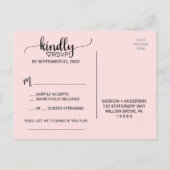 Blush Pink Simple Calligraphy Song Request RSVP Uitnodiging Briefkaart (Achterkant)
