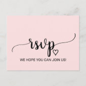 Blush Pink Simple Calligraphy Song Request RSVP Uitnodiging Briefkaart (Voorkant)