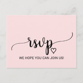 Blush Pink Simple Calligraphy Song Request RSVP Uitnodiging Briefkaart