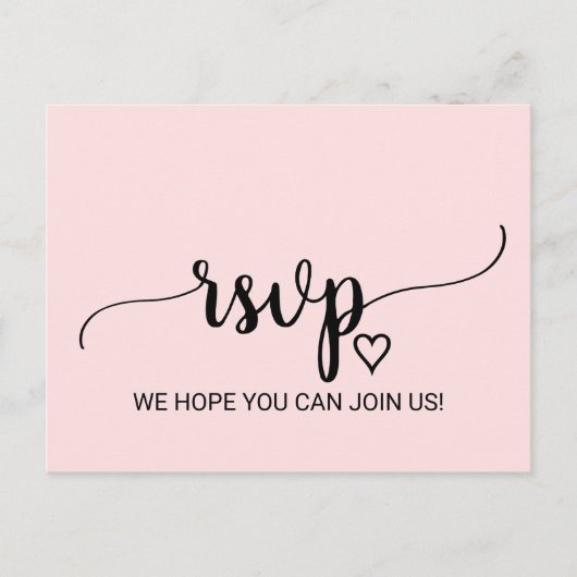 Blush Pink Simple Calligraphy Song Request RSVP Uitnodiging Briefkaart (Voorkant)