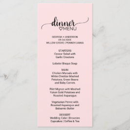 Blush Pink Simple Calligraphy WeddenMenu Menu