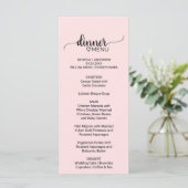 Blush Pink Simple Calligraphy WeddenMenu Menu (Staand voorkant)