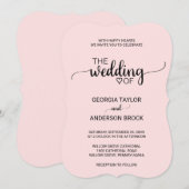 Blush Pink Simple Calligraphy Weddenschap Kaart (Voorkant / Achterkant)