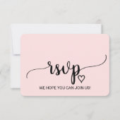 Blush Pink Simple Calligraphy Weddenschap Website  RSVP Kaartje (Voorkant)