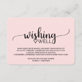 Blush Pink Simple Calligraphy Weddenschap Wishing Informatiekaartje