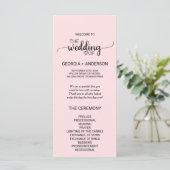 Blush Pink Simple Calligraphy Wedding Program Programmakaart (Staand voorkant)