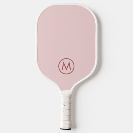 Blush Pink Simple Circle Initiaal Monogram Pickleball Paddle (Achterkant)