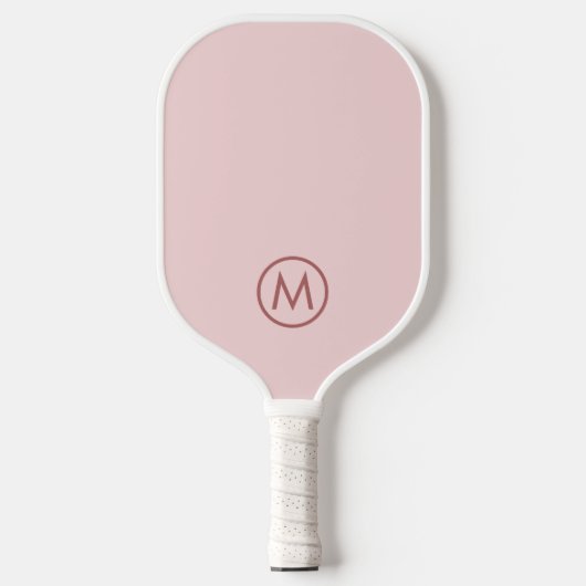 Blush Pink Simple Circle Initiaal Monogram Pickleball Paddle (Voorkant)