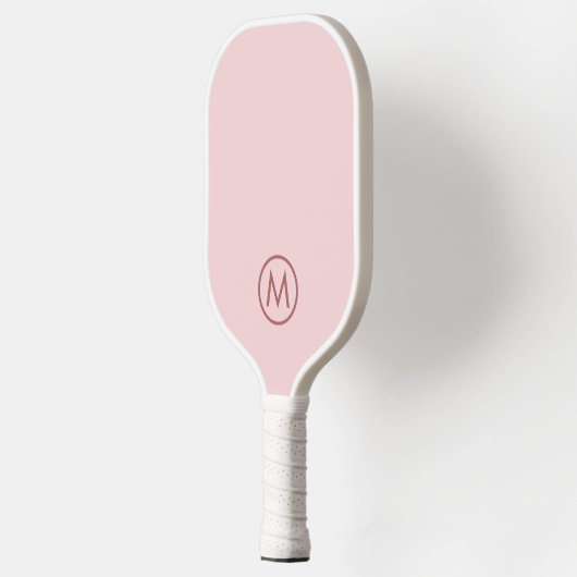 Blush Pink Simple Circle Initiaal Monogram Pickleball Paddle (Links)