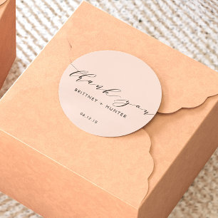 Blush Pink Simple Elegant Bedankt voor je huwelijk Ronde Sticker