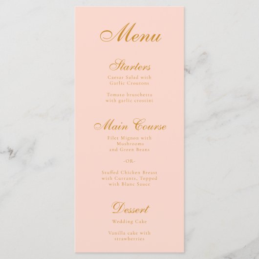 Blush Pink Simple Elegant Script Calligraphy Menu (Voorkant)