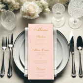 Blush Pink Simple Elegant Script Calligraphy Menu