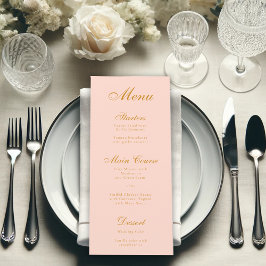 Blush Pink Simple Elegant Script Calligraphy Menu