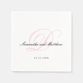 Blush Pink Simple Elegant Script Monogram Weddensc Servet (Voorkant)