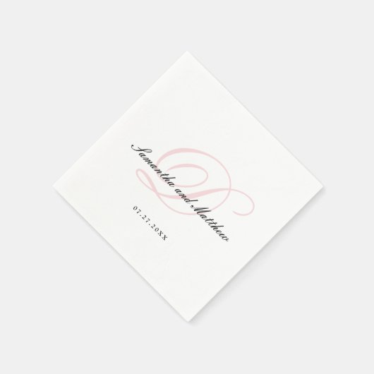 Blush Pink Simple Elegant Script Monogram Weddensc Servet (Hoek)
