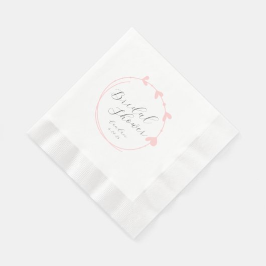 Blush Pink Simple Heart Wreath Vrijgezellenfeest Servet (Hoek)