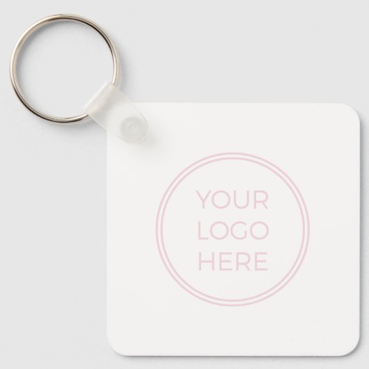 Blush Pink Simple Logo QR Code Sleutelhanger (Voorkant)